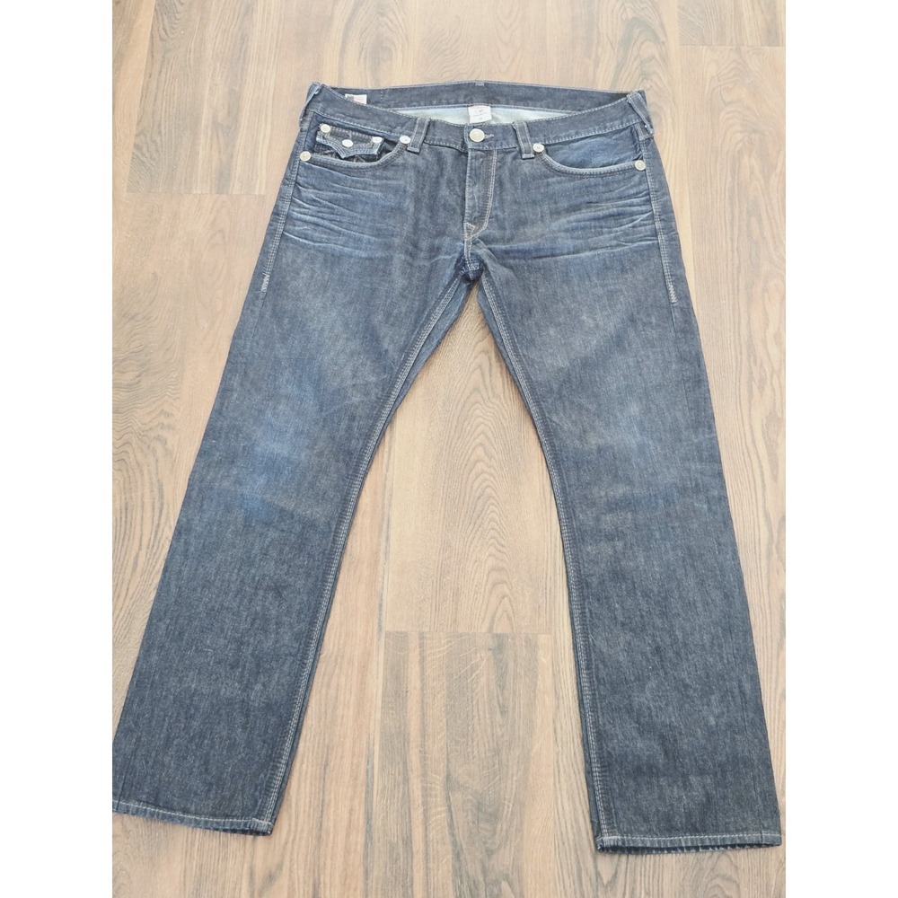 True Religion Ricky Big QT Jeans Men's 40 Medium Blue Thick Stitch Made in USA